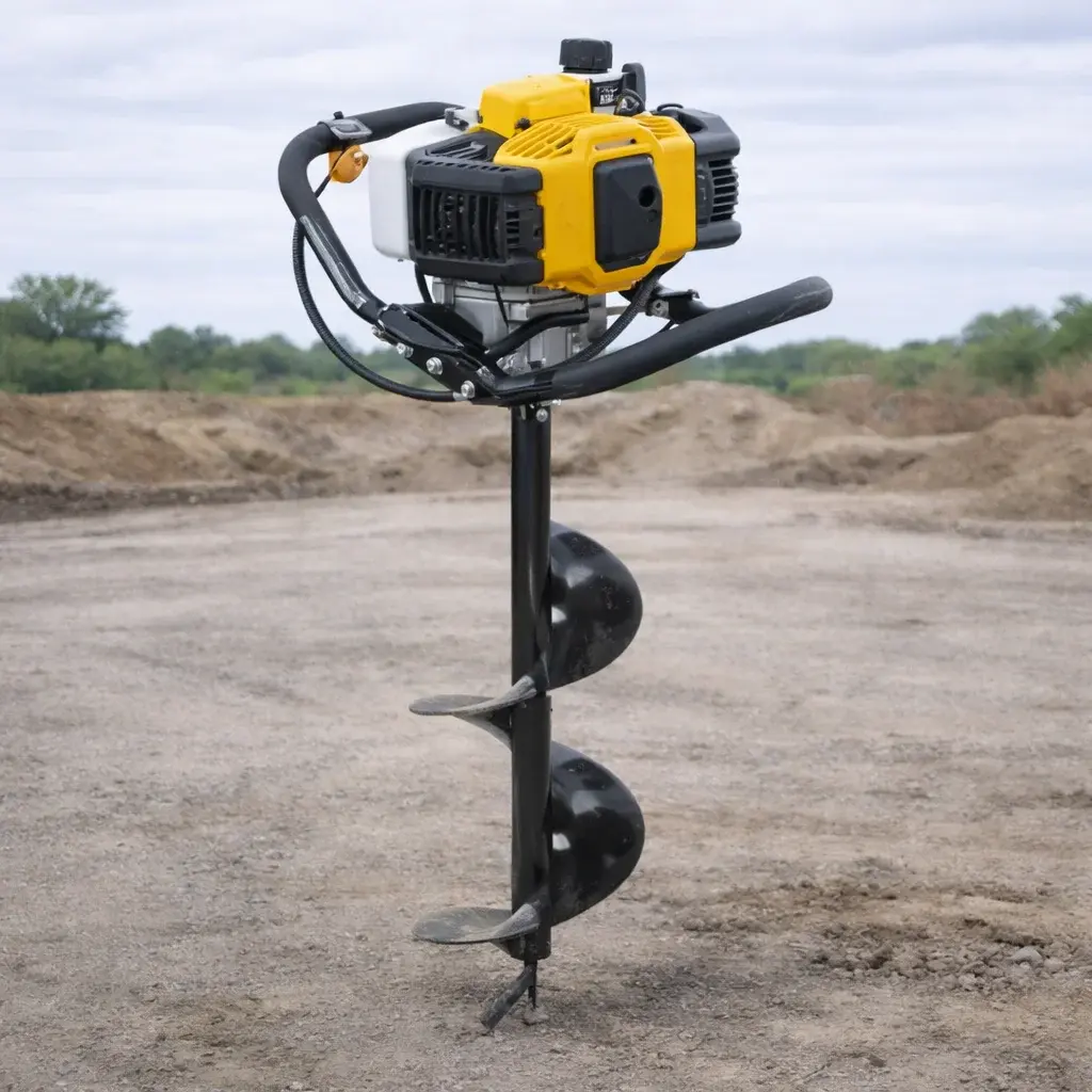 Petrol hole boring machine with auger attachment