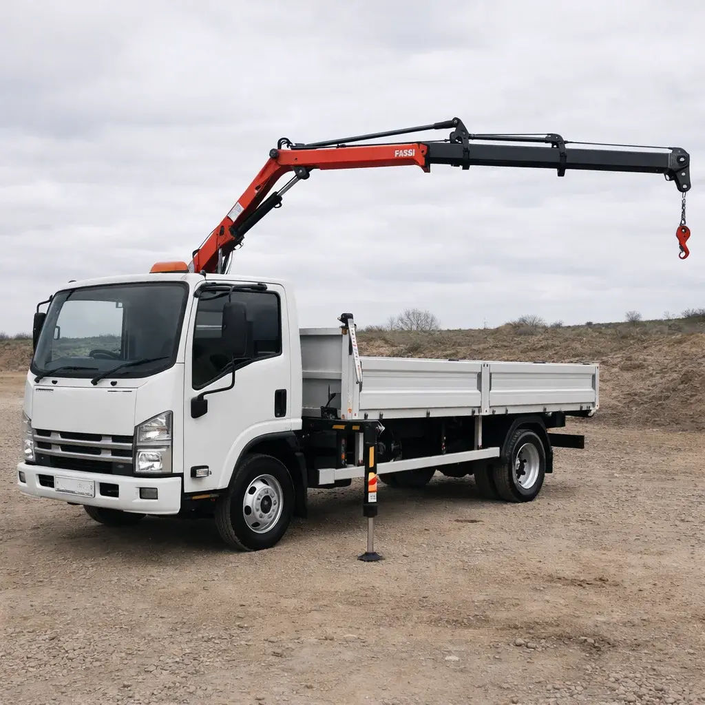 Tipper truck with crane